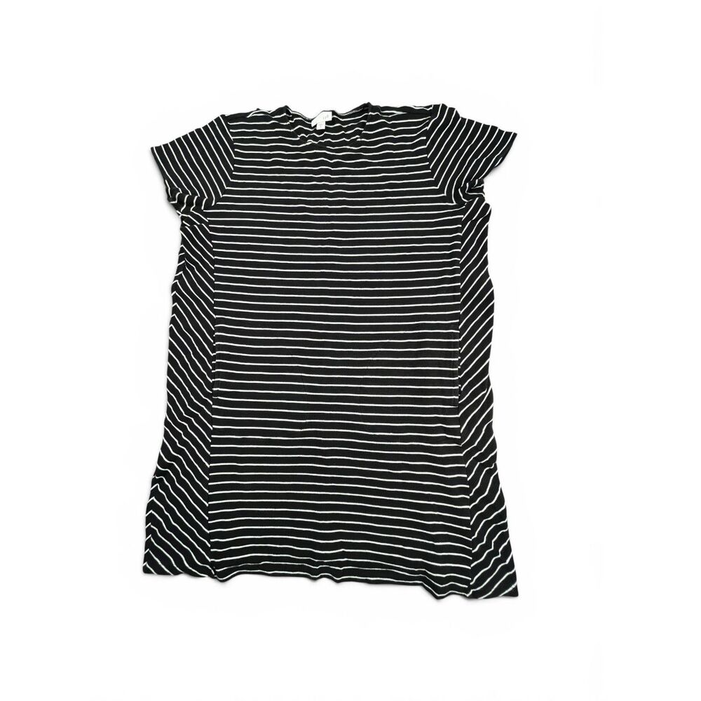 J. Jill Women’s XL Black White Striped Tunic Top Short Sleeve Cotton Casual